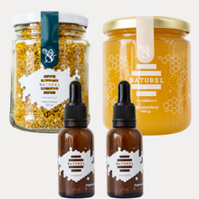 Cargar imagen en el visor de la galería, remedios naturales, polen para la rinitis, propóleo para la rinitis, miel para la rinitis, cajas regalo, cajas regalo navidad, cajas regalos naturales, regalos navideños, cajas navidad, kit navideño, kit navideño natural, kit natural, miel para regalo, polen para regalo, propóleo para regalo