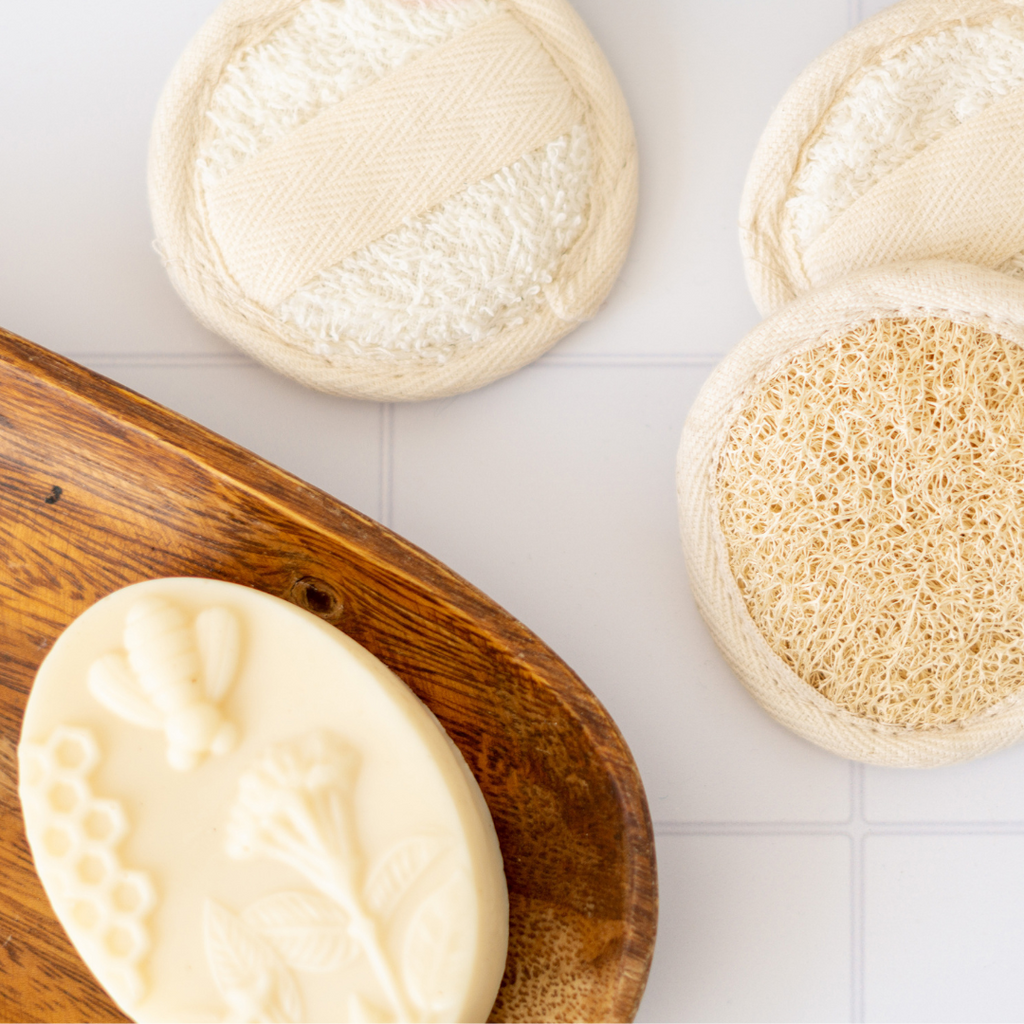 luffa pétalo, exfoliante natural, luffa compostable