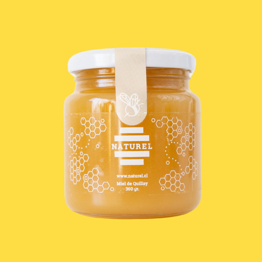 Miel de Quillay 360grs, miel de Quillay pequeña, miel quillay orgánica, miel quillay pura