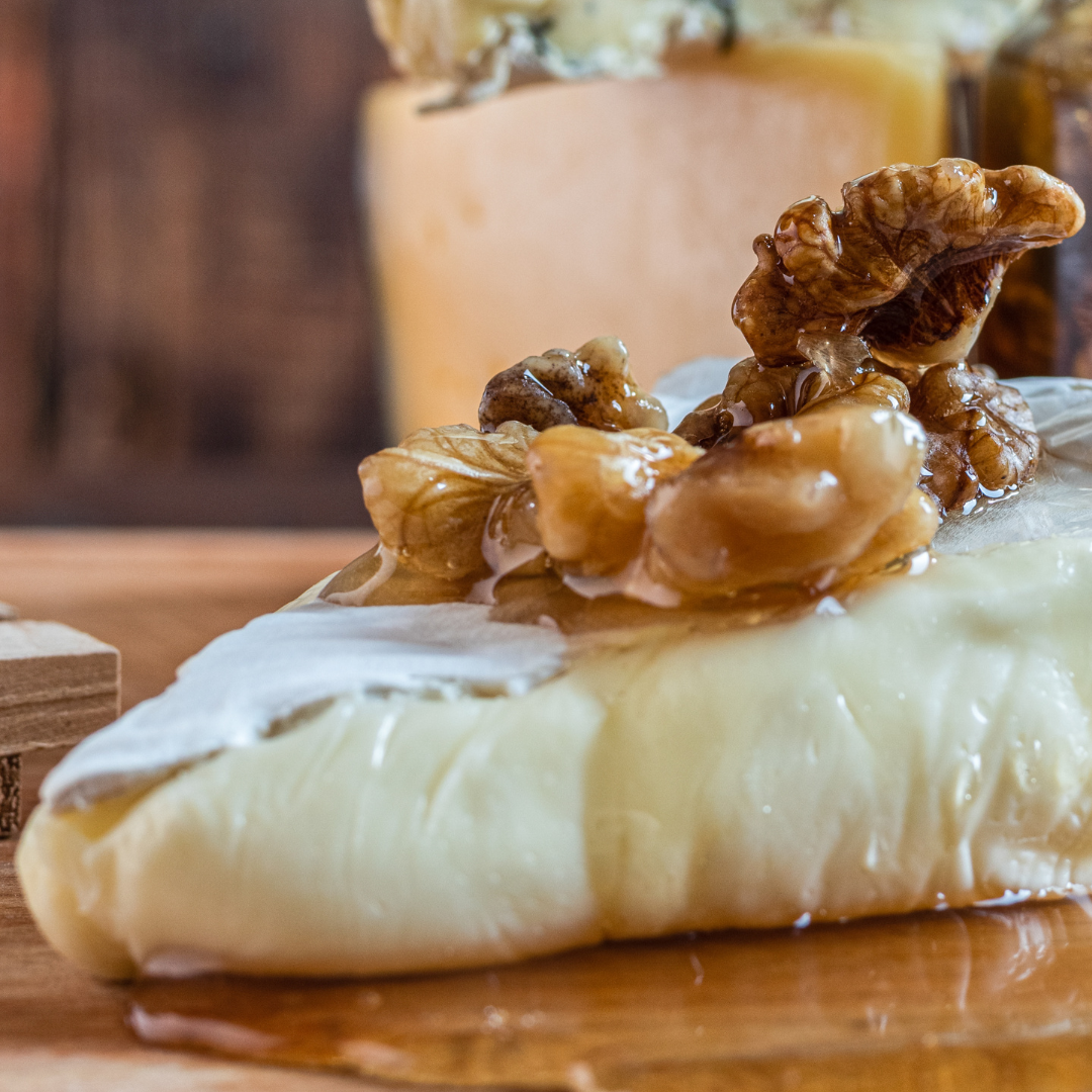 nueces con miel en queso